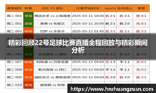 精彩回顾22号足球比赛直播全程回放与精彩瞬间分析